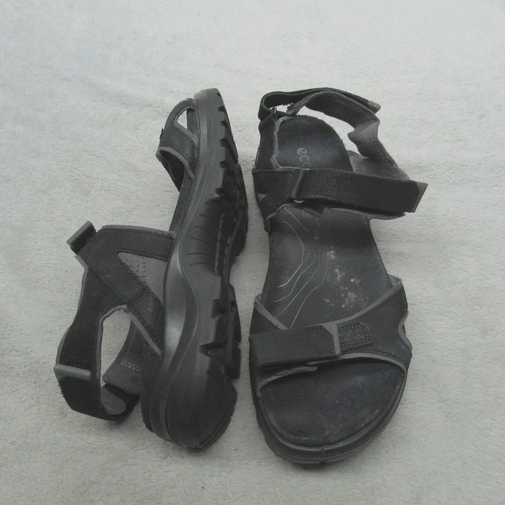ECCO Mens 7 Yucatan Sandals Black Leather Adjustable Strap‎ Hiking Outdoor EU40